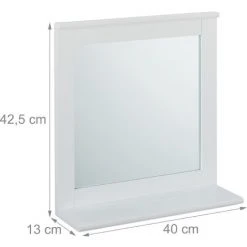 Relaxdays Miroir Mural, Avec Rangement, Salle De Bain, Salon, Couloir, Carré, Moderne, MDF, HLP 42,5x40x13 Cm, Blanc -Miroir Soldes Boutique 19473071 4