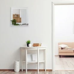 Relaxdays Miroir Mural, Avec Rangement, Salle De Bain, Salon, Couloir, Carré, Moderne, MDF, HLP 42,5x40x13 Cm, Blanc -Miroir Soldes Boutique 19473071 5
