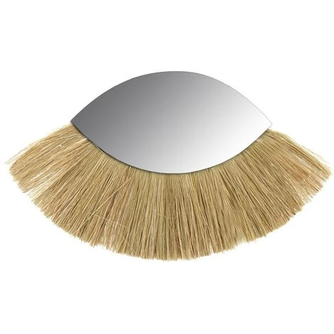 AUBRY GASPARD Miroir Oeil En Jonc Naturel Et Verre Beige - Beige 3 AUBRY GASPARD Miroir Oeil En Jonc Naturel Et Verre Beige - Beige