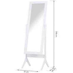 HOMCOM Miroir à Pied Inclinaison Réglable Dim. 47L X 46l X 148H Cm MDF Blanc -Miroir Soldes Boutique 21630336 3