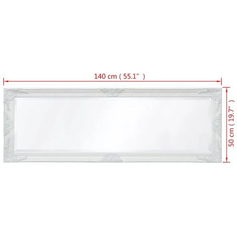 ASUPERMALL Miroir Mural Style Baroque 140 X 50 Cm Blanc 4 ASUPERMALL Miroir Mural Style Baroque 140 X 50 Cm Blanc – Image 2