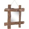 Topdeal Miroir à Bûches Naturel 50x50 Cm Bois De Récupération Massif