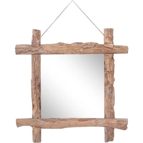 Topdeal Miroir à Bûches Naturel 70x70 Cm Bois De Récupération Massif 4 Topdeal Miroir à Bûches Naturel 70x70 Cm Bois De Récupération Massif – Image 2