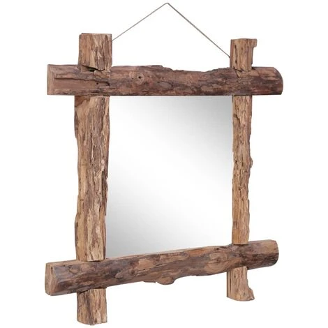 Topdeal Miroir à Bûches Naturel 70x70 Cm Bois De Récupération Massif 7 Topdeal Miroir à Bûches Naturel 70x70 Cm Bois De Récupération Massif – Image 5