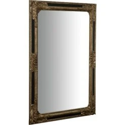 BISCOTTINI Miroir Mural Et Miroir Suspendu Vertical/horizontal L60xPR4xH90 Cm Argent Et Noir Finition Antique