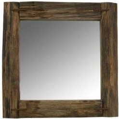 AUBRY GASPARD Miroir Carré En Bois Recyclé Rustique Carrée Marron - Marron