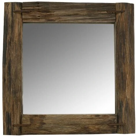 AUBRY GASPARD Miroir Carré En Bois Recyclé Rustique Carrée Marron - Marron 3 AUBRY GASPARD Miroir Carré En Bois Recyclé Rustique Carrée Marron - Marron