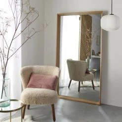 MOB-IN Miroir En Chêne Rectangulaire 100 X 180 Cm GABY - Bois Clair