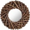 VidaXL Miroir Mural 40 Cm Teck Rond - Brun -Miroir Soldes Boutique 24734874 1