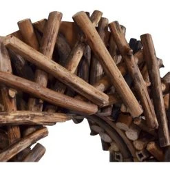 VidaXL Miroir Mural 40 Cm Teck Rond - Brun -Miroir Soldes Boutique 24734874 5