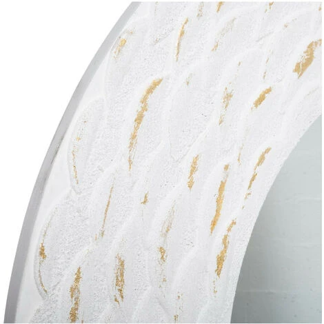 Atmosphera - Grand Miroir Mural En Bois Sculpté Blanchi Et Doré D 80 Cm - Blanc 4 Atmosphera - Grand Miroir Mural En Bois Sculpté Blanchi Et Doré D 80 Cm - Blanc – Image 2