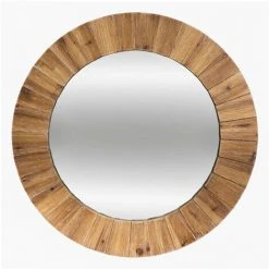 Atmosphera - Grand Miroir Mural En Bois De Sapin D 83 Cm - Beige