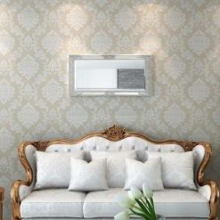 Hommoo Miroir Mural Style Baroque 100 X 50 Cm Argente HDV09973 -Miroir Soldes Boutique 25064314 2