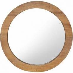 YOUTHUP Miroir Mural 60 Cm Teck Rond - Brun