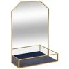 Atmosphera - Objet Décoratif Miroir En Métal Et Verre Avec Rangement H 29.5 Cm - Bleu -Miroir Soldes Boutique 25896036 1