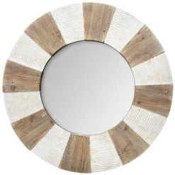 Atmosphera - Grand Miroir Mural En Bois Effet Vieilli Avec Relief D 90 Cm - Bois
