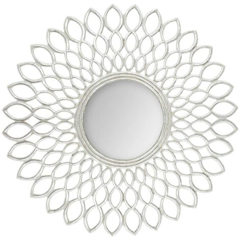 Atmosphera - Grand Miroir Mural En Bois Peint Argent Vieilli D 90 Cm - Argenté 3 Atmosphera - Grand Miroir Mural En Bois Peint Argent Vieilli D 90 Cm - Argenté