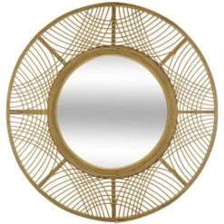 Atmosphera - Grand Miroir Mural En Bambou D 70 Cm - Beige