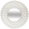 Atmosphera - Grand Miroir Mural Blanc Aspect Vieilli En Bois Ajouré D 90 Cm - Blanc