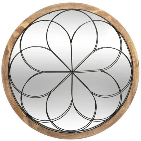 Atmosphera - Miroir Mural Rosace En Métal Et Bois D 64 Cm - Beige Moyen 3 Atmosphera - Miroir Mural Rosace En Métal Et Bois D 64 Cm - Beige Moyen