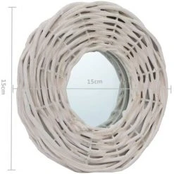TRUE DEAL Miroirs 3 Pcs Blanc 15 Cm Osier -Miroir Soldes Boutique 26299629 5