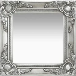 TRUE DEAL Miroir Mural Style Baroque 40x40 Cm Argenté