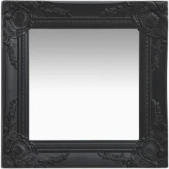 TRUE DEAL Miroir Mural Style Baroque 40x40 Cm Noir