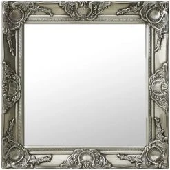 TRUE DEAL Miroir Mural Style Baroque 50x50 Cm Argenté