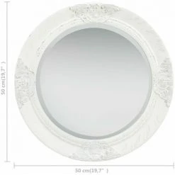 TRUE DEAL Miroir Mural Style Baroque 50 Cm Blanc -Miroir Soldes Boutique 26305079 5
