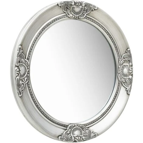 TRUE DEAL Miroir Mural Style Baroque 50 Cm Argenté 4 TRUE DEAL Miroir Mural Style Baroque 50 Cm Argenté – Image 2