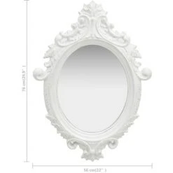 TRUE DEAL Miroir Mural Style Château 56x76 Cm Blanc -Miroir Soldes Boutique 26305134 5