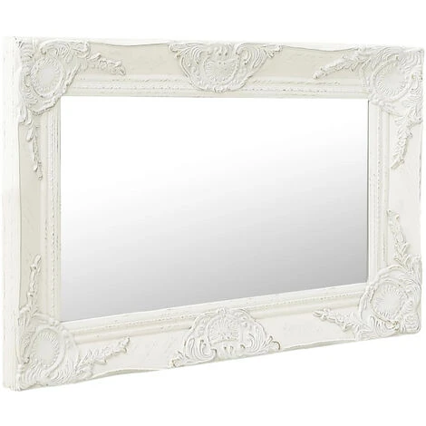 ASUPERMALL Miroir Mural Style Baroque 60x40 Cm Blanc 4 ASUPERMALL Miroir Mural Style Baroque 60x40 Cm Blanc – Image 2