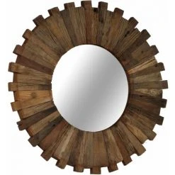 ASUPERMALL Miroir Mural Bois De Traverses Massif 50 Cm