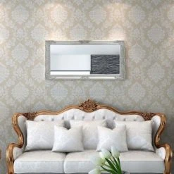 TRUE DEAL Miroir Mural Style Baroque 120 X 60 Cm Argenté -Miroir Soldes Boutique 26660531 2