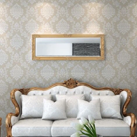 TRUE DEAL Miroir Mural Style Baroque 140 X 50 Cm Doré 4 TRUE DEAL Miroir Mural Style Baroque 140 X 50 Cm Doré – Image 2