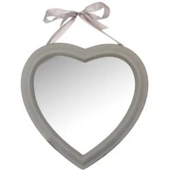 Atmosphera - Miroir Mural Coeur En Bois Avec Ruban 40 X 40 Cm - Taupe