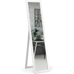 COSTWAY Miroir Pleine Longueur Sur Pied, Grand Miroir Avec Cadre En MDF 155 Cm X 37 Cm, Miroir De Plain Pied Rectangulaire Pour Chambre, Salon Et Entrée