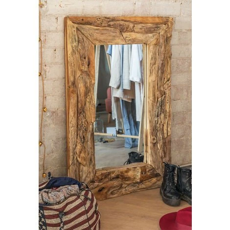 Miroir Mural Rectangulaire En Bois Raffa SKLUM Bois De Teck - 120 Cm 4 Miroir Mural Rectangulaire En Bois Raffa SKLUM Bois De Teck - 120 Cm – Image 2
