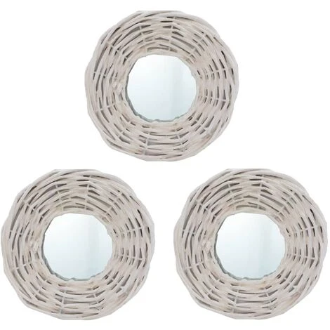 ASUPERMALL Miroirs 3 Pcs Blanc 15 Cm Osier 3 ASUPERMALL Miroirs 3 Pcs Blanc 15 Cm Osier