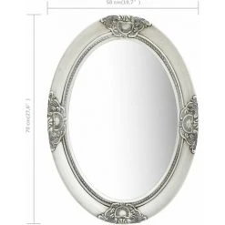 ASUPERMALL Miroir Mural Style Baroque 50x70 Cm Argente -Miroir Soldes Boutique 26965802 2