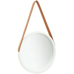 ASUPERMALL Miroir Mural Avec Sangle 40 Cm Blanc
