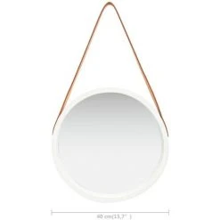 ASUPERMALL Miroir Mural Avec Sangle 40 Cm Blanc 9 ASUPERMALL Miroir Mural Avec Sangle 40 Cm Blanc -Miroir Soldes Boutique 26965808 3