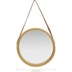 ASUPERMALL Miroir Mural Avec Sangle 50 Cm Dore -Miroir Soldes Boutique 26965813 2