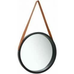 ASUPERMALL Miroir Mural Avec Sangle 50 Cm Noir