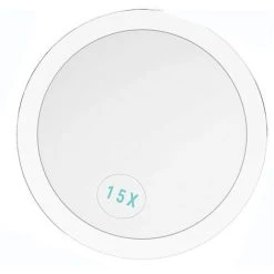 LONGZIMING Miroir Rond 15 Fois Loupe 6 Pouces-pour Le Maquillage-épilation-enlever Les Points Noirs-facile à Installer, Avec Trois Ventouses,