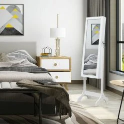 TALKEACH Non Plein Miroir Plancher En Bois Debout 4-couche étagère Stockage De Bijoux Armoire De Miroir Réglable -Miroir Soldes Boutique 27447739 4