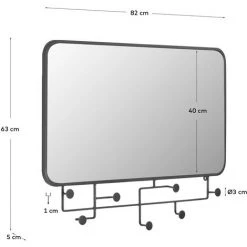 Kave Home - Miroir Avec Crochets Vianela 63 X 82 Cm Noir - Noir -Miroir Soldes Boutique 27642507 3
