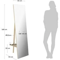 Kave Home - Miroir-portemanteau Keisy 45 X 160 Cm - Naturel 9 Kave Home - Miroir-portemanteau Keisy 45 X 160 Cm - Naturel -Miroir Soldes Boutique 27642526 4