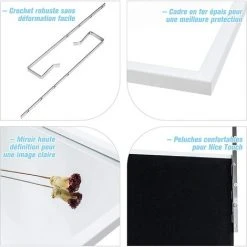 COSTWAY Miroir à Suspendre Sur Porte Avec Crochets De Suspension Réglables En Hauteur 36,5 X 107 CM -Miroir Soldes Boutique 28158947 2