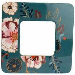 AMADEUS Miroir Carré En Métal Imprimé Floral 40 Cm Bleu - Bleu